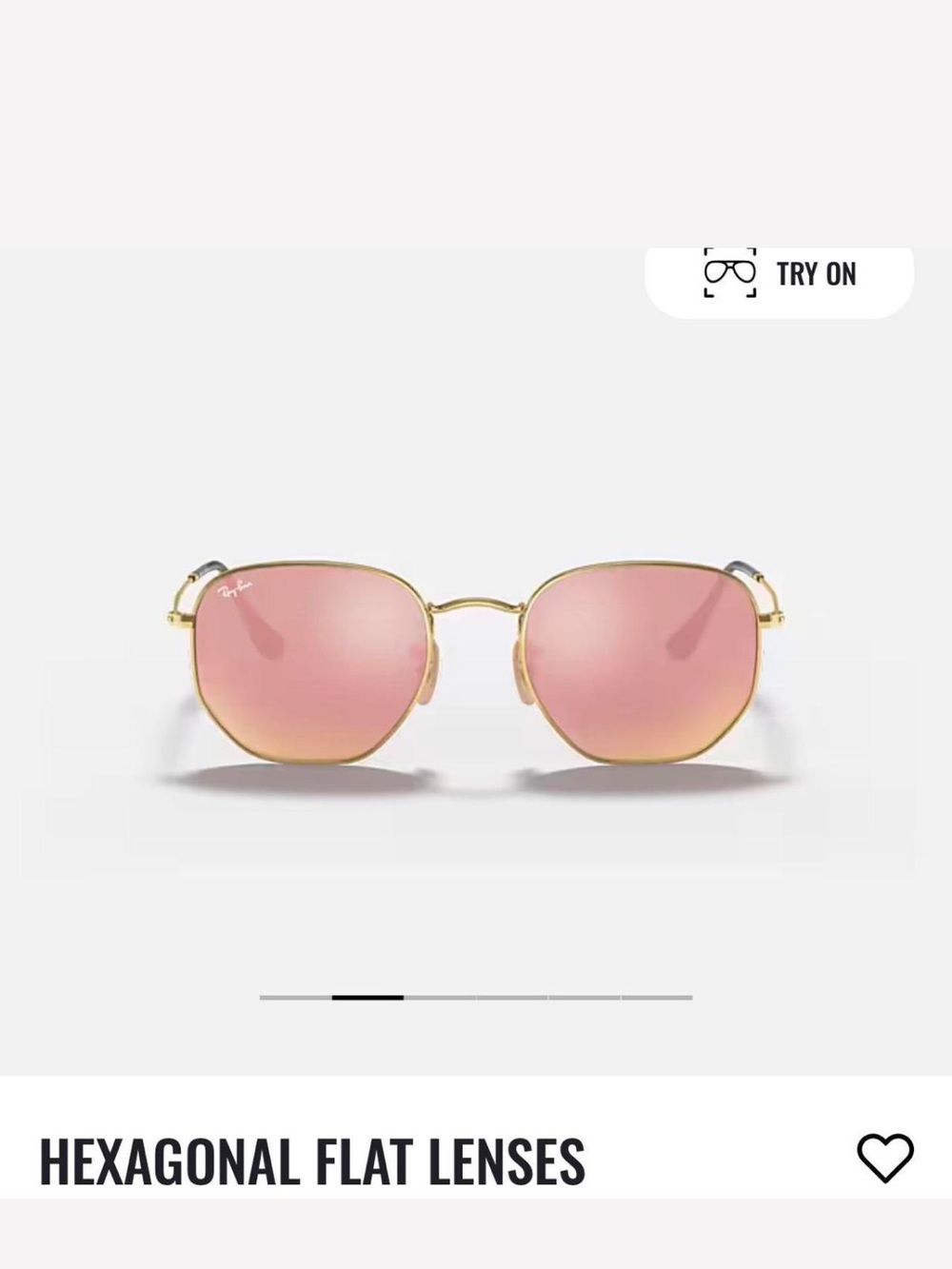 Ray-Ban Pink Hexagonal Flat Lens Sunglasses with Gold Metal Frame - Picture 2 of 6